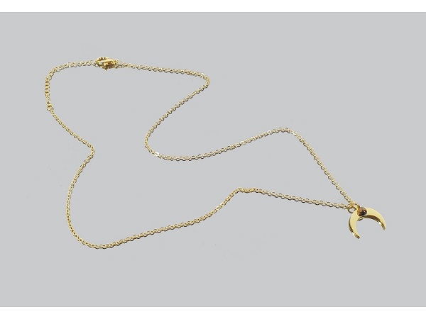 Collar De Acero Luna Invertida Ojo De Tigre - Prominer