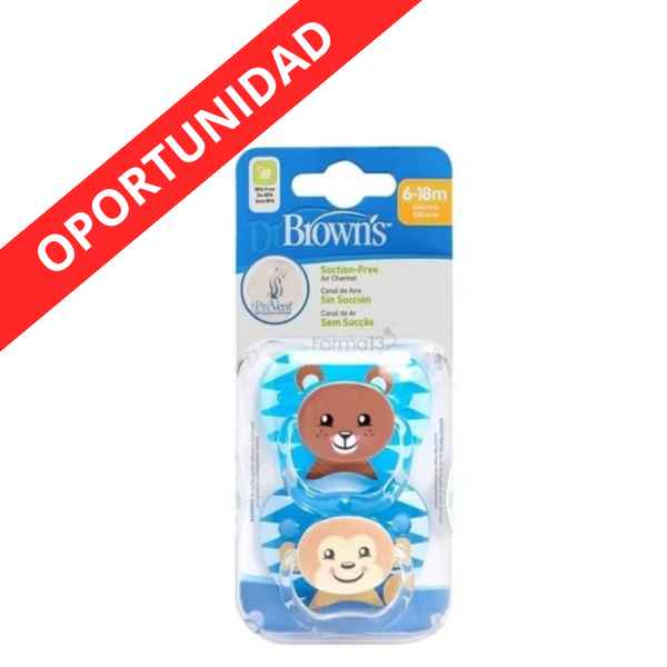 Chupete Prevent 6 A 12 Meses 2 Uds. Silicona - Dr. Browns