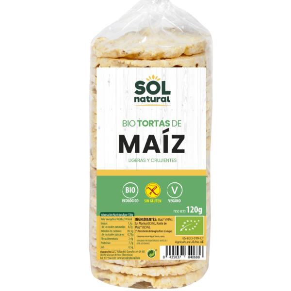 Tortas Maíz Sin Gluten Bio 120 G. - Sol Natural