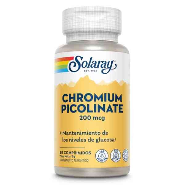 Chromium Picolinate Picolinato De Cromo 50 Comprimidos 200 Mcg. - Solaray