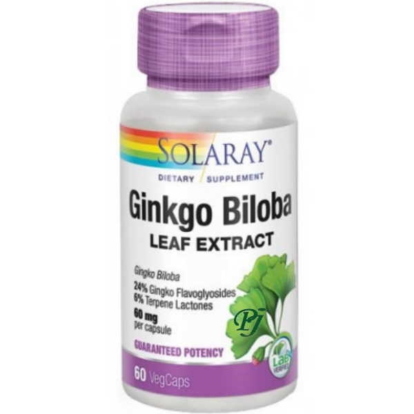 Ginkgo Biloba Extracto Hoja 60 Cápsulas - Solaray