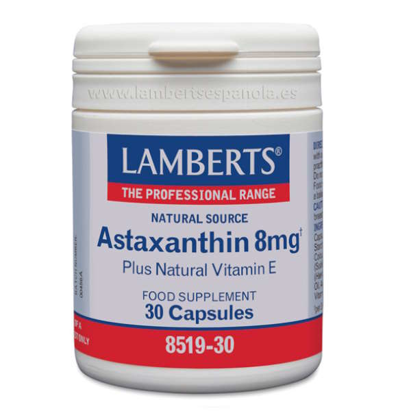 Astaxantina Con Vitamina E Natural 30 Cápsulas 8 Mg. - Lamberts
