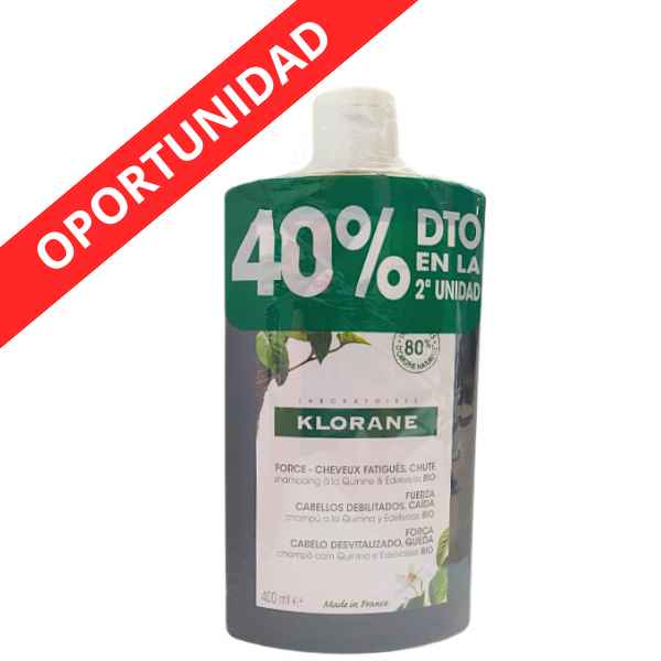 Champú De Quinina 2 x 400 Ml. 40% 2ª Ud. - Klorane