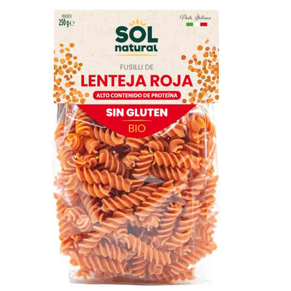 Fusilli De Lenteja Roja Bio Sin Gluten 250 G. - Sol Natural