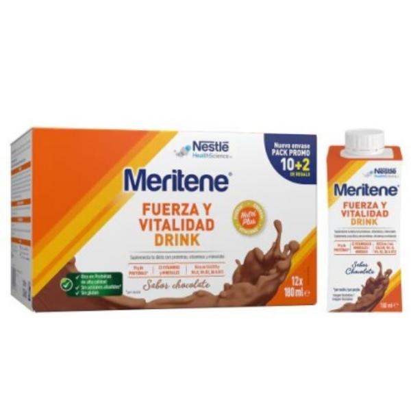 Meritene Drink Chocolate (10 + 2 x 180 Ml.) - Nestle Health