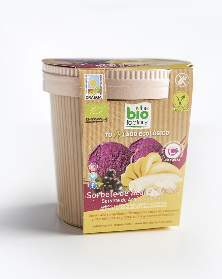 Helado Açaí Y Plátano 480 Ml. - The Bio Factory