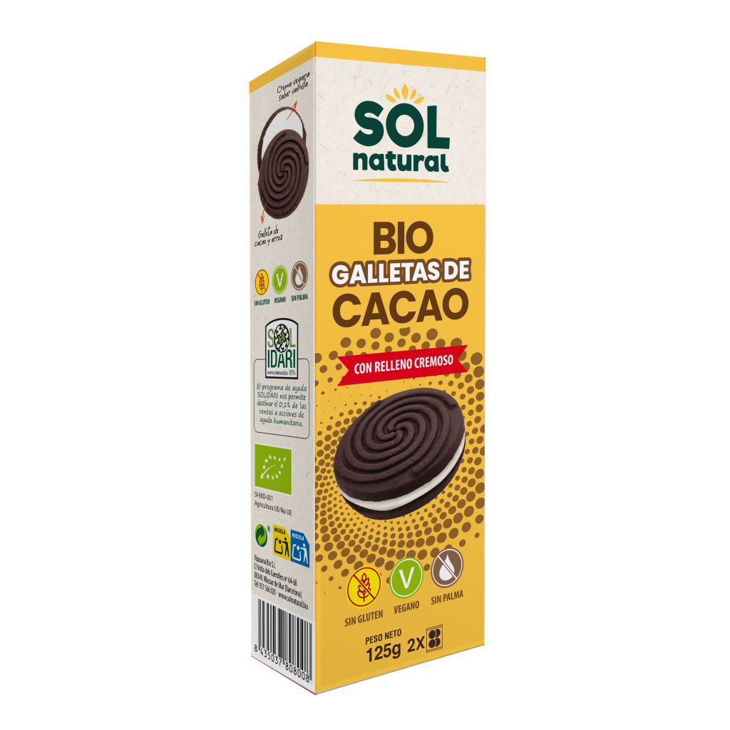 Galletas De Cacao Con Relleno Cremoso Bio 125 G. - Sol Natural