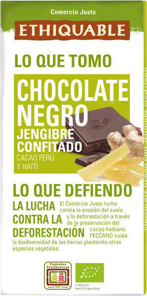 Chocolate Negro Con Jengibre Bio 100 G. - Ethiquable