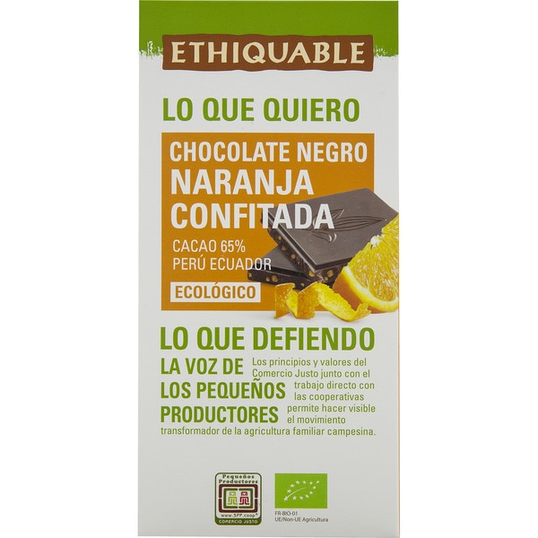 Chocolate Negro Naranja Confitada Bio 100 G. - Ethiquable