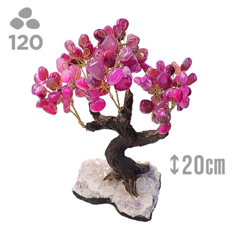Árbol Ágata Rosa 120 Piedras 20 Cm. - Kunugi