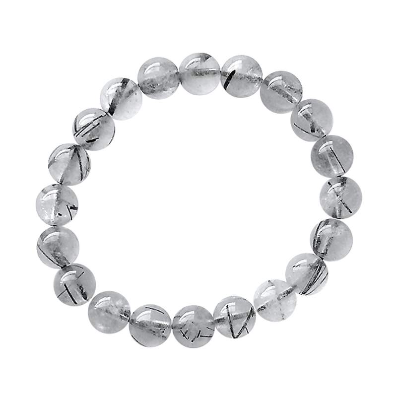 Pulsera Cuarzo Con Turmalina Bola 8 Mm. - Kunugi