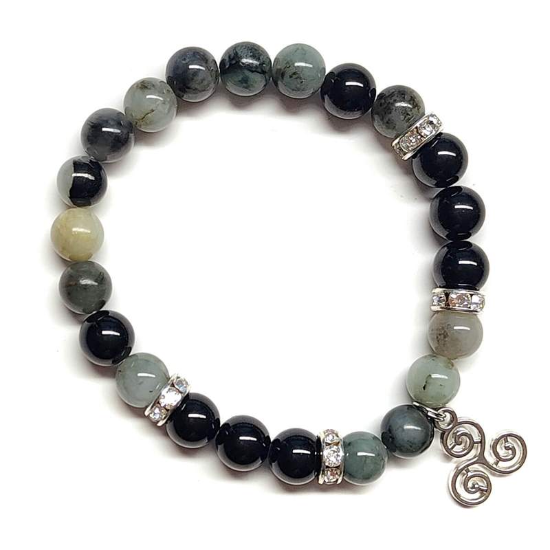 Pulsera Turmalina Y Esmeralda En Bola De 8 Mm. - Kunugi