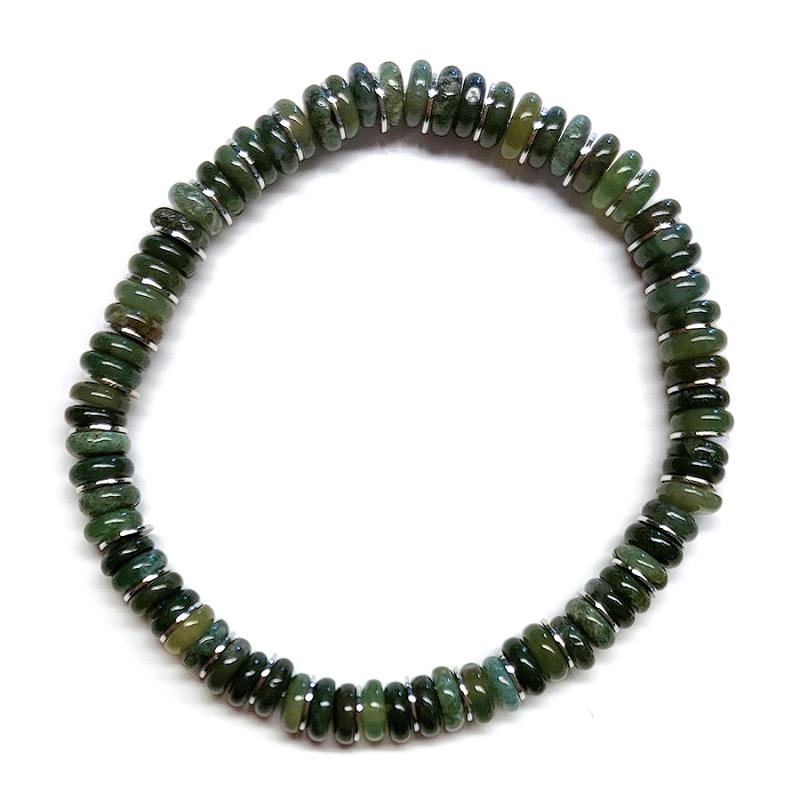 Pulsera Hombre Ágata Musgo 6 Mm. - Kunugi