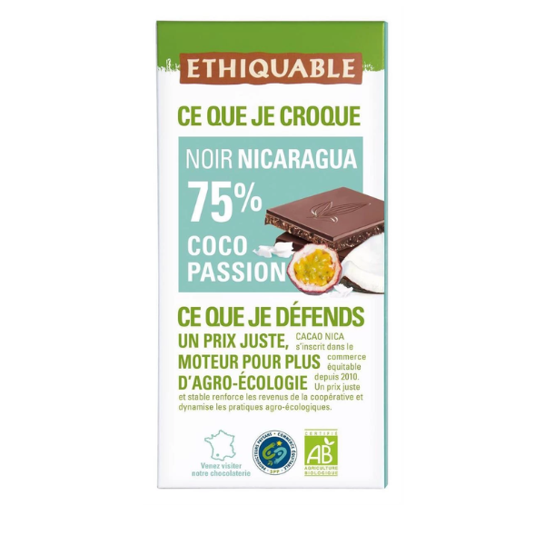 Chocolate Negro 75% Nicaragua Bio 100 G. - Ethiquable