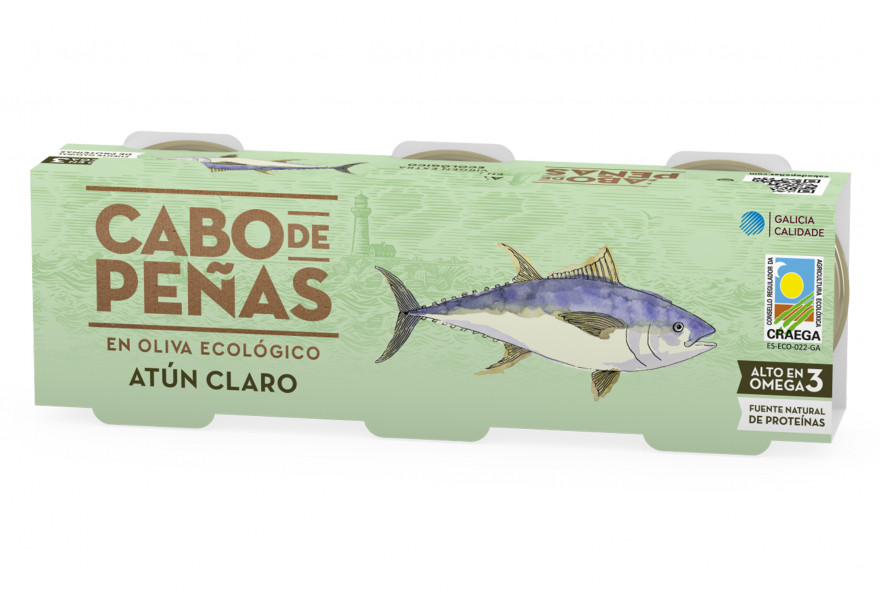 Atún Claro Aceite De Oliva Virgen Extra 70 x 3 Ecológico - Cabo De Peñas