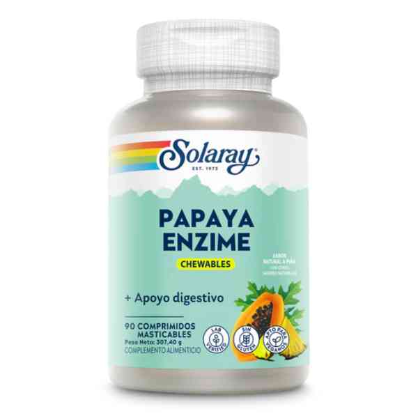 Papaya Enzime Masticable 90 Comprimidos - Solaray