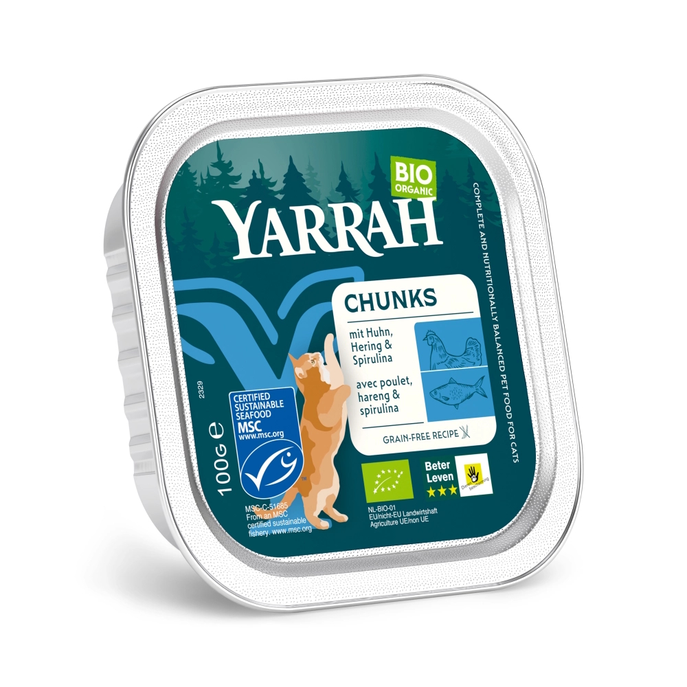 Comida Gato Tarrina Trozos Pescado Bio 100 G. - Yarrah