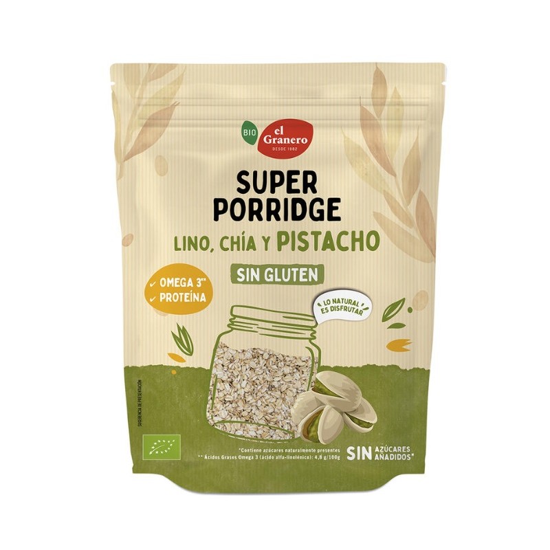 Súperporridge Pistacho Sin Gluten Bio 350 G. - El Granero