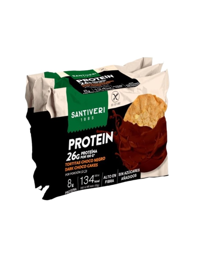 Tortitas Protein Chocolate Negro 2x3 90 Gr. - Santiveri