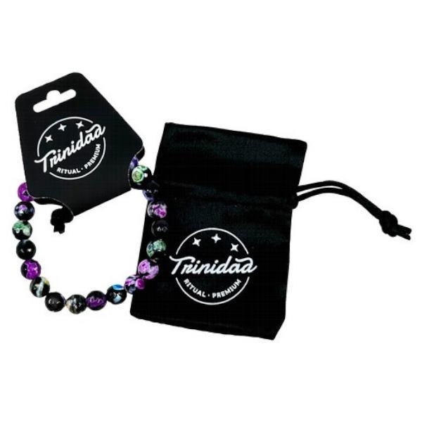 Pulsera Ágata Negra Teñida Multicolor 8 Mm - Trinidad