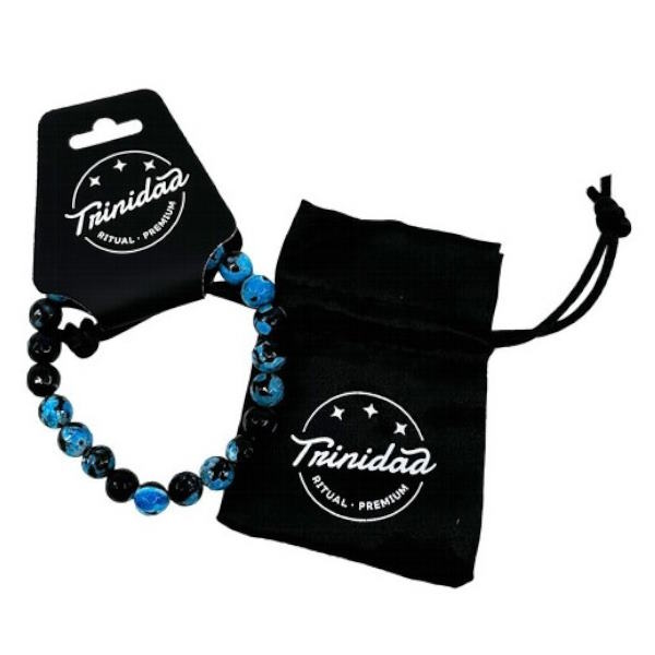 Pulsera Ágata Negra Teñida Celestel 8 Mm. - Trinidad