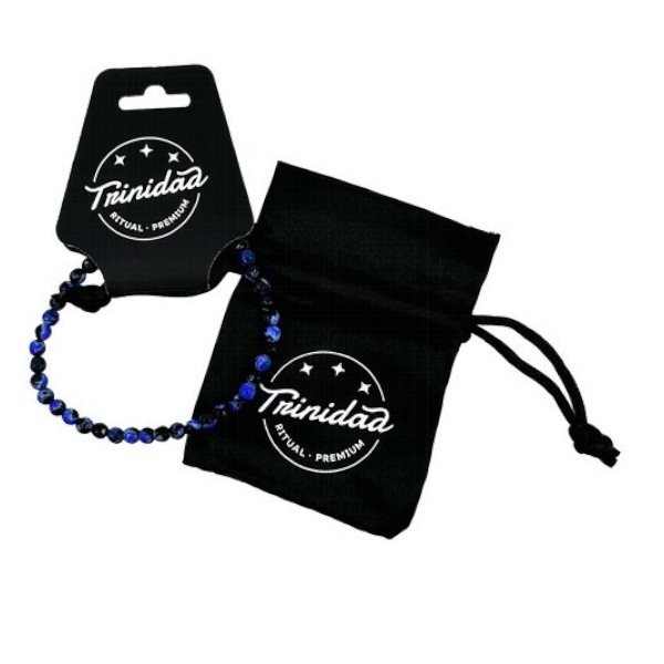 Pulsera Ágata Negra Teñida Azul 4 Mm. - Trinidad