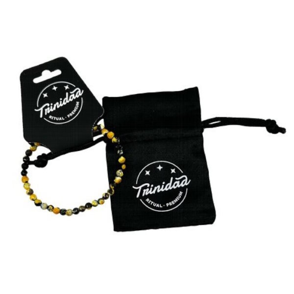 Pulsera Ágata Negra Teñida Amarilla 4 Mm. - Trinidad