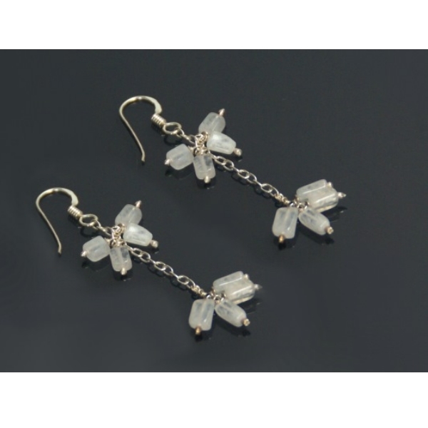 Pendientes Flor Piedra Luna Plata - Prominer