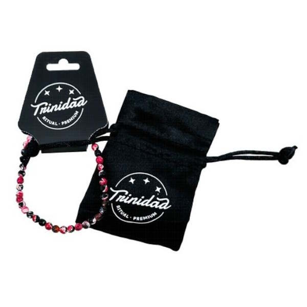 Pulsera Ágata Negra Teñida Rosa 4 Mm. - Trinidad