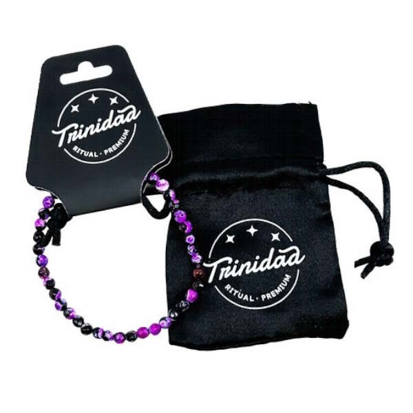 Pulsera Ágata Negra Teñida Morado 4 Mm. - Trinidad