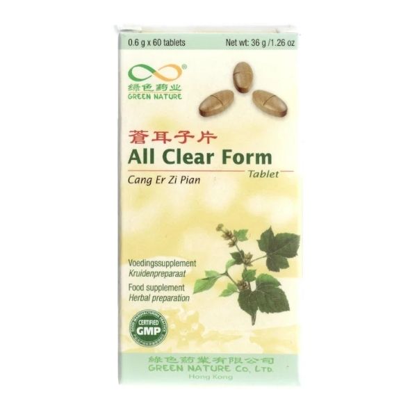Fórmula China 38 All Clear Form Rinitis Alergias (Cang Er Zi Pian) 60 Tabletas - Green Nature