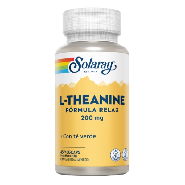L Teanina Con Té Verde 45 Vegcáps 200 Mg. - Solaray