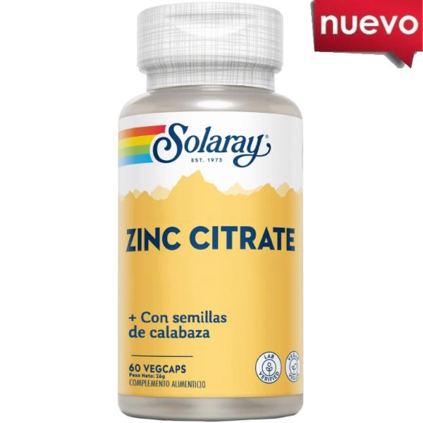 Zinc Citrato Sem. Pipa Cal. 50 Mg.. 60 Cápsulas - Solaray
