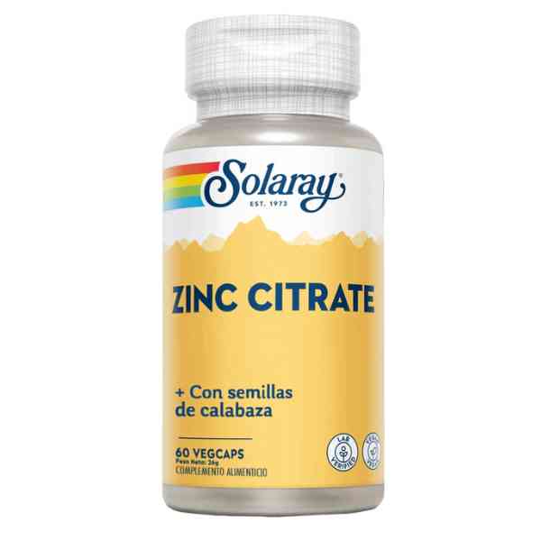 Zinc Citrato Semillas De Calabaza 60 Vegcáps - Solaray