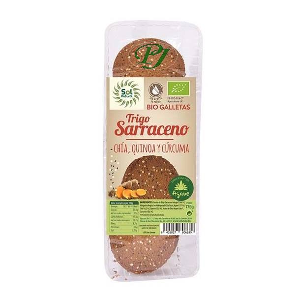 Galletas Trigo Sarraceno Chía Quinoa Y Cúrcuma 175 G. - Sol Natural