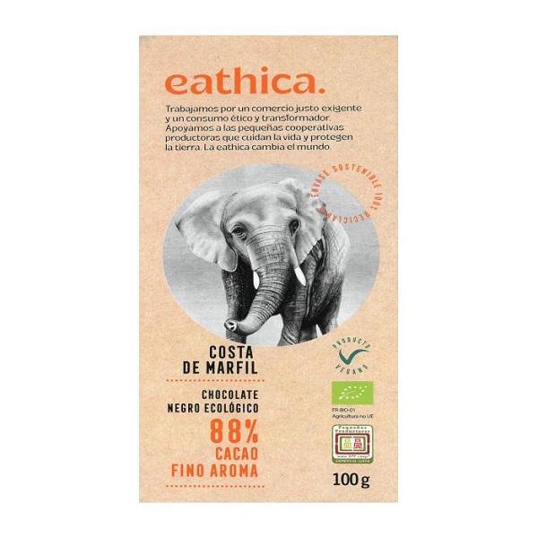 Chocolate Negro 88% Costa De Marfil Bio 100 G. - Eathica