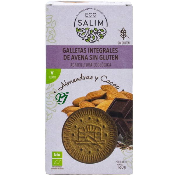 Galletas Integrales Avena Sin Gluten Almendra Y Cacao Bio 135 G. - Eco Salim