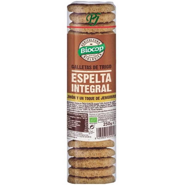 Galletas Espelta Integral Limón Jengibre 250 G. - Biocop