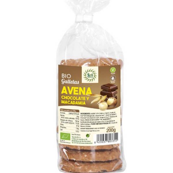 Galletas De Avena Chocolate Y Macadamia 200 G. - Sol Natural