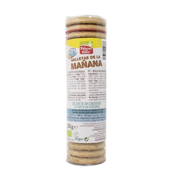 Galletas De La Mañana Tubo Bio 250 G. - La Finestra