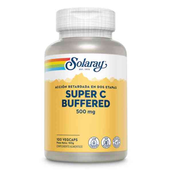 Súper C Buffered Acción Retardada 100 Vegcáps 500 Mg. - Solaray