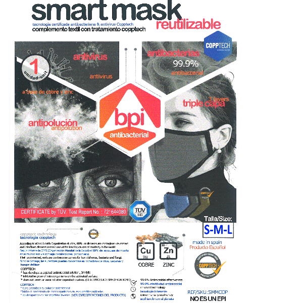 Mascarilla Reutilizable Smart Talla S - Copptech
