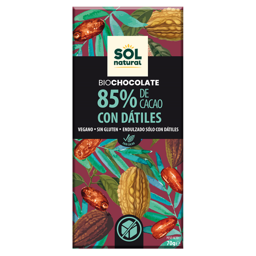 [205781] Tableta Chocolate Dark 85% Con Dátiles - Sol Natural