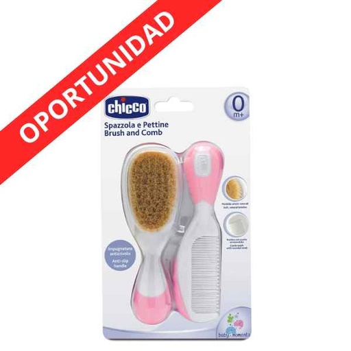 [133350] Cepillo Y Peine Natural Rosa 0 M+ - Chicco