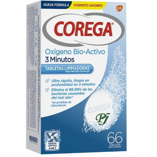 [136721] Corega Tabletas Limpiadoras Oxigeno Bio Activo 66Uds