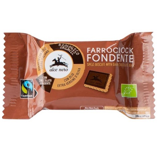 [205770] Galletas Espelta Cubiertas Choco Negro 28 G. - Alce Nero