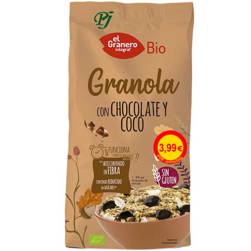[045515] Granola Con Chocolate Y Coco Bio Sin Gluten 350 G. - El Granero