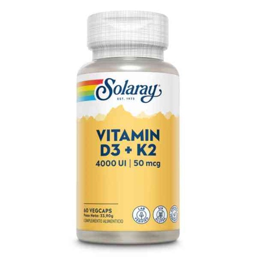 [0500456] Vitamina D3+K2 60 Vegcáps 4000 Ui - Solaray