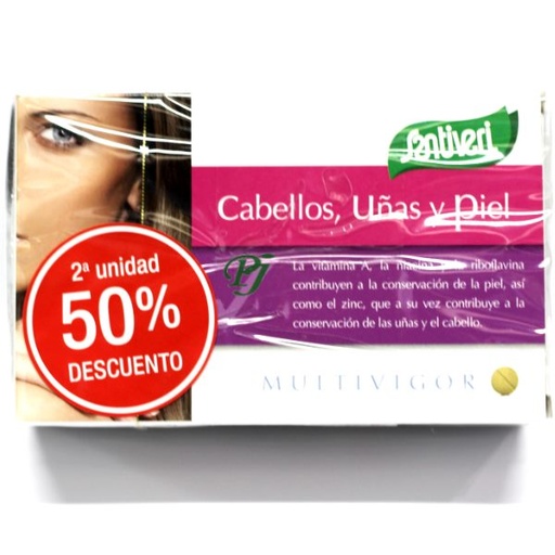 [0502101] Cabellos Uñas Y Piel 48 Comprimidos 2º Ud. 50% - Santiveri