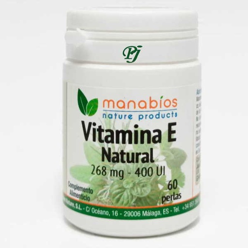 [0502674] Vitamina E Natural 60 Perlas 268 Mg. 400 Ui. - Manabios